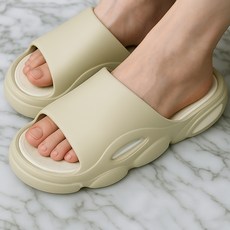 LIFE LANCE 舒適護腳足底筋膜EVA辦公室抗樓層噪音拖鞋, 1個, 奶油米色