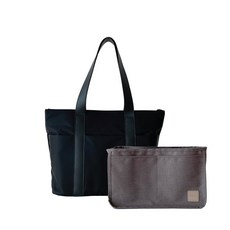 單肩媽媽包+內袋, 經典黑+灰棕色