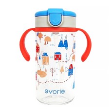 evorie 愛得利 Tritan 吸管水杯, 特殊十字孔設計, 一杯兩用可變零食罐, 澳洲團隊原創設計, ED-105/BR 快樂穀, 1個, 300ml