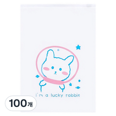마켓감성 투명 소품 지퍼백, 우주인토끼, 100개
