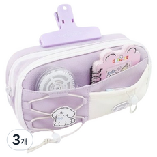 아베른 가벼운 대용량 패브릭 필통, 3개, 핑크