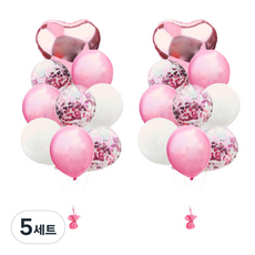 ALL THAT PARTY 懸掛式愛心亮片特別混搭派對氣球18入組, 可愛粉紅色, 5套