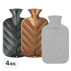 파쉬 3D 메탈 핫팩 물주머니 2L 랜덤 발송 + 면쭈리커버 그레이, 4세트