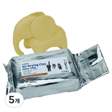 도도리빙 전문가용 공기건조 컬러점토 1kg, 옐로우, 5개