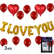 투코비 러브 장식 풍선 + 손펌프 + 고정테이프 세트, 웨딩파티 레드, 3세트