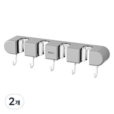 SULiJ 舒立凈 SULLIVING 高級免打孔浴室清潔工具掛架 4鉤掛勾, 灰色, 2個