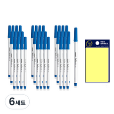 慕那美 351 藍色簽字筆 12入 x 3組 + TUKOBI 便利貼組, 藍色+黃色, 6套
