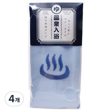 YOKOZUNA CREATiON 溫泉圖案印花硬質沐浴巾, 4個, 藍色, 1入