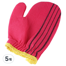 블랙조인 스크럽 때수건 목욕 타월, 빨간색, 5개, 1개입