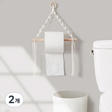 몬드스팟 우드 로프 노끈 휴지걸이 RB20676, 아이보리, 2개