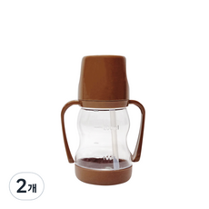 AGAFURA Raon系列Tritan材質防溢吸管學習杯, 250ml, 2個, 巧克力色