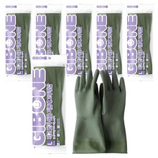 기본에 끼고 벗기 쉬운 고무장갑, 다크그린, 대(L), 6세트