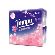 Tempo 得寶 紙手帕 櫻花味, 四層加厚 濕水柔韌,不易掉紙屑, 進口原生木漿, 18包, 1袋, 7張