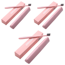 DM Corporation I Love Home 簡約素色牙刷+牙刷盒 粉紅色, 3套