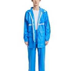 블루시즌 레인 자켓 심리스 방수 안전 우비 상하의 세트, 블루, 1개