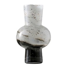 Tunger藤格黑白墨染玻璃花瓶, 黑白潑墨, 1個