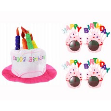 生日帽子+眼鏡, 粉色（帽子）、粉色（眼鏡）