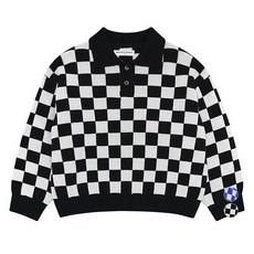 兒童格紋領針織衫