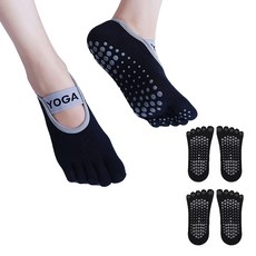 Edelrine 女性瑜珈腳背綁帶皮拉提斯趾襪, 2個, 黑色