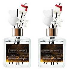 QiMart MIT冬季限定聖誕繽紛款法國精油珪藻土擴香瓶 200ml - 微醺薰衣草, 2瓶