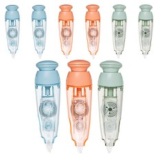 델리 노크식 수정테이프 본체 3종 + 리필 3종 세트, 핑크, 블루, 그린, 3세트