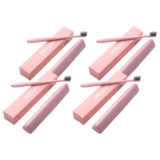 DM Corporation I Love Home 簡約素色牙刷+牙刷盒 粉紅色, 4套