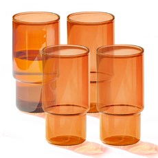 Reborn.J Flora耐熱玻璃杯 480ml, 4個, 琥珀色