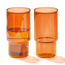 Ribbon J Flora 耐熱玻璃杯 480ml, 2個, 琥珀色