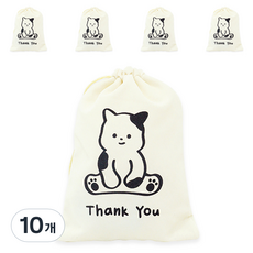 도나앤데코 얼룩고양이 아이보리 스트링 파우치 15 x 20 cm, 10개, 블랙