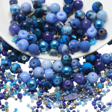 馬眼形漸層玻璃項鍊手鍊工藝材料串珠DIY套組, 1套, 藍色