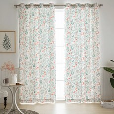 B.H.F 圖案印花遮光窗簾, 綠色