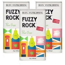 Fuzzy Rock 木糖醇水晶糖 水梨口味, 3罐, 35g