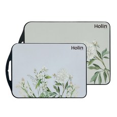 Holin優質3層TPU雙面砧板 白色花朵 2件組, 1套, 雙面砧板大+中