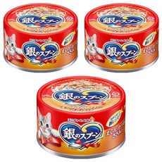 유니참긴노스푼 고양이 습식 캔, 혼합맛(참치/가다랑어/닭가슴맛), 70g, 3개
