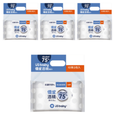 US baby 優生 75%酒精濕巾, 柔軟厚實, 輕便隨身包, 全面清潔, 3包, 4袋
