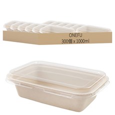 ONEFU 植纖單格長方餐盒 1L, 6包, 50個