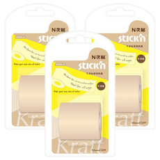 N次貼 牛皮紙便條紙捲 50mm x 10M 長度隨手撕, 空白, 3個, 1捲