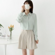 라라온 여성용 링클프리 히든 버튼 카라 셔츠 블라우스 TSP992