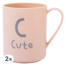 Mondspot 字母彩色手柄浴室漱口杯 YY57299, 粉紅色, 2個