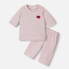 유니프랜드 아동용 러브하트 선염 면 7부 내의 상하 세트