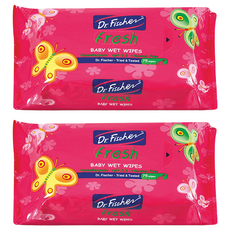 Dr.Fischer 費雪博士 流行寶貝濕紙巾 75張, 2包