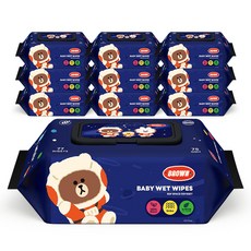 아이러브베베 라인프렌즈 유니버스 77매x10팩 아기물티슈 캡형, 1세트, 75g