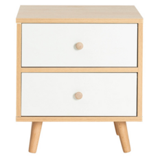 床頭櫃雙抽 40*34*70cm, 賽杉木 + 白色, 1個