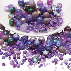 馬眼形漸層玻璃項鍊手鍊工藝材料串珠DIY套組, 1套, 紫色