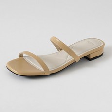 ChakanShoes 女款簡約皮革雙帶方頭拖鞋 SPLTS2f801 2cm, 米色, 235mm