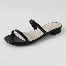 ChakanShoes 女款簡約皮革雙帶方頭拖鞋 SPLTS2f801 2cm, 黑色, 240mm