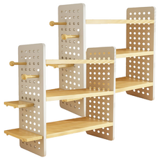 小麥購物 桌面多層置物架 L1271 3層 40cm, 2個, 原木色