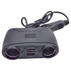 MCK 科技 一拖二車充 雙USB接口(5V/2.4A QC3.0) 雙點菸器接口(12V/1A 24V/1A), 1個, 4孔