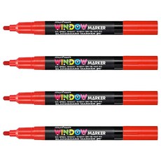 문화연필 윈도우마카 빨강, 4개, 1색