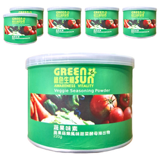 GREEN SUN 綠太陽 健康蔬果風味味素 調味聖品, 220g, 6罐